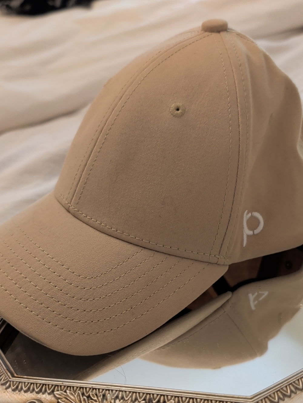 Ponyback Women's Tan Baseball Cap with Subtle White Logo
